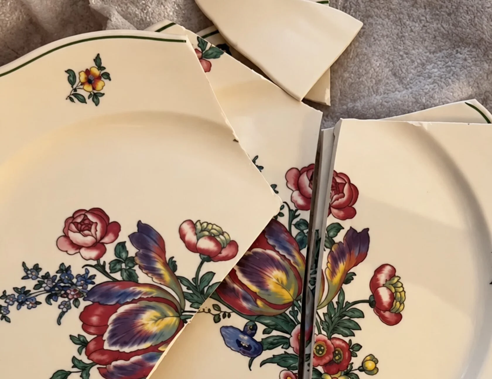 Broken floral tableware