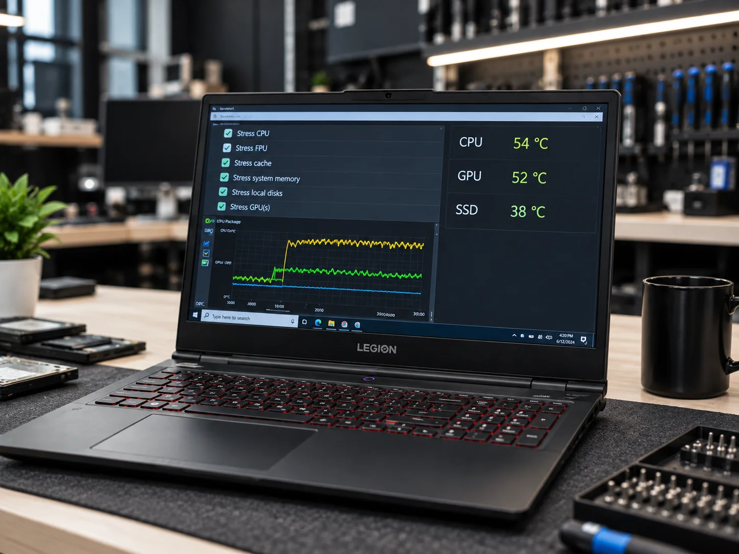 Test temperatur laptopa po czyszczeniu układu chłodzenia