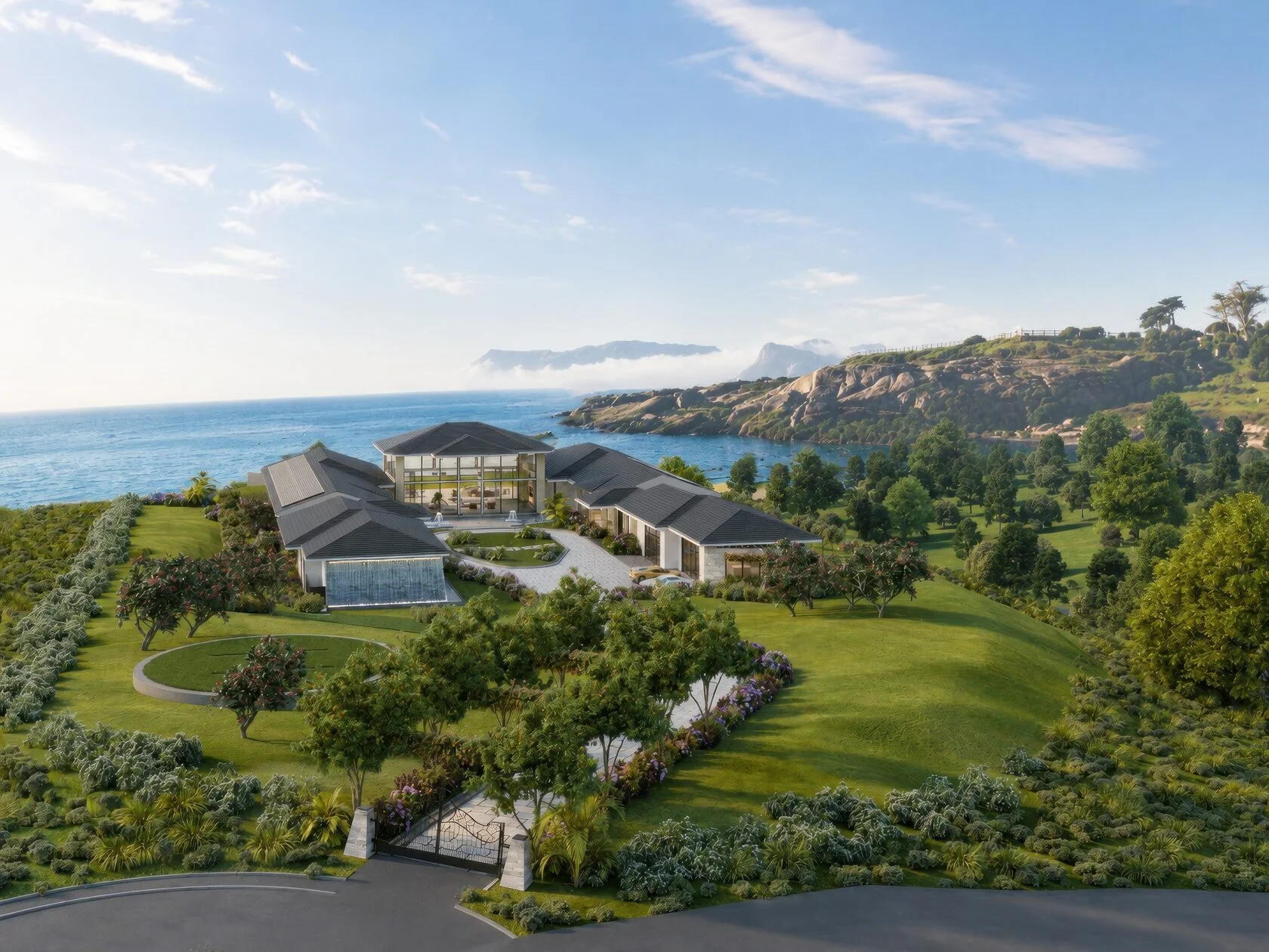 Oceanfront estate in Maui, Hawaii — aerial view