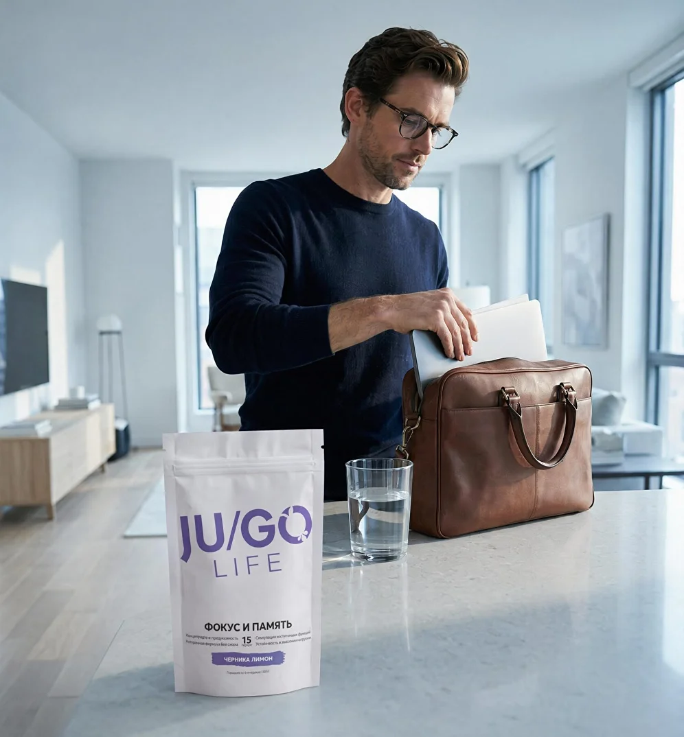JU/GO Life «Фокус и Память» — упаковка среди ежовика гребенчатого, черники и лимона