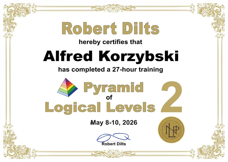 Example of Pyramid 2 certificate from Robert Dilts