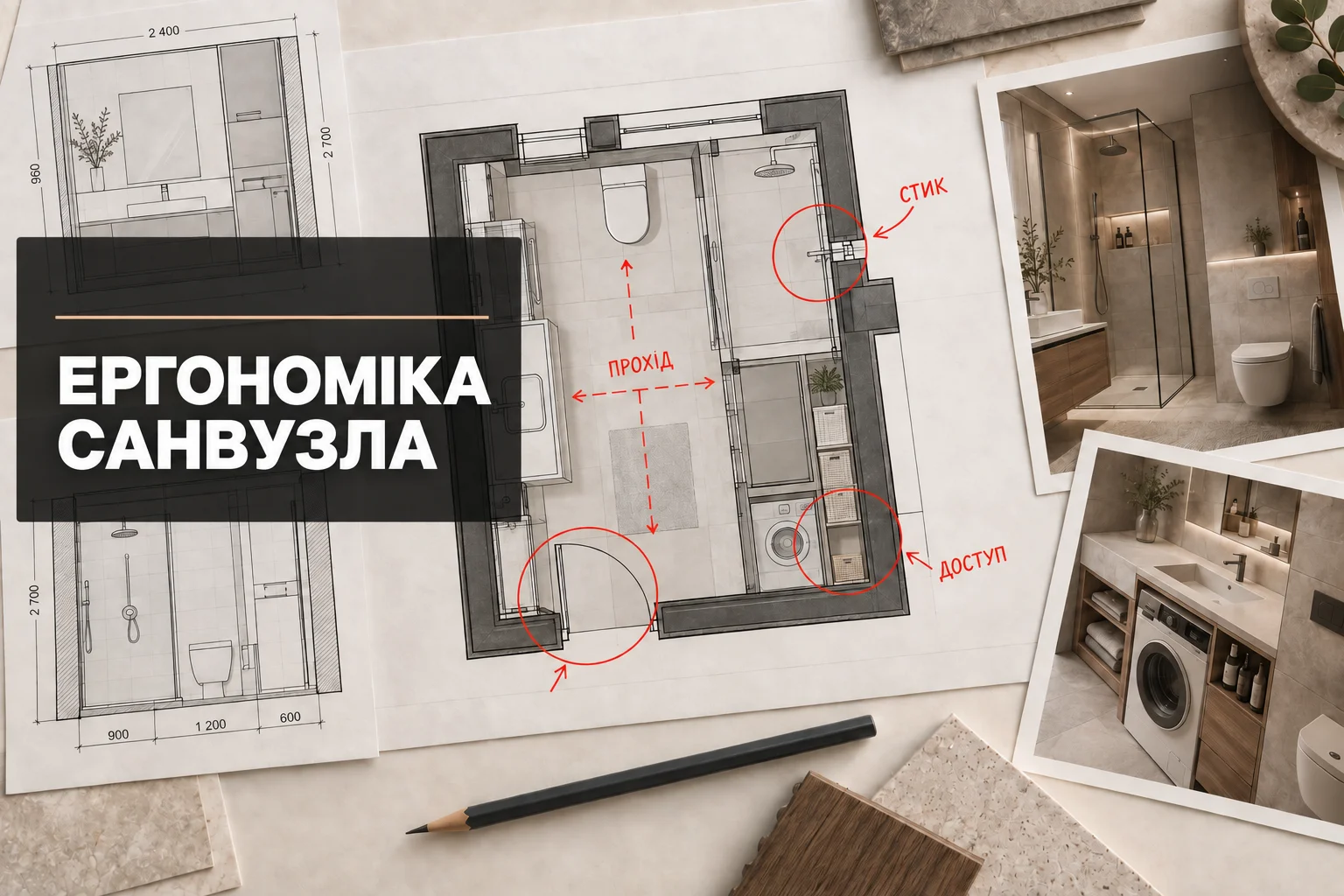 План санвузла з перевіркою проходів, стиків і доступу до обладнання