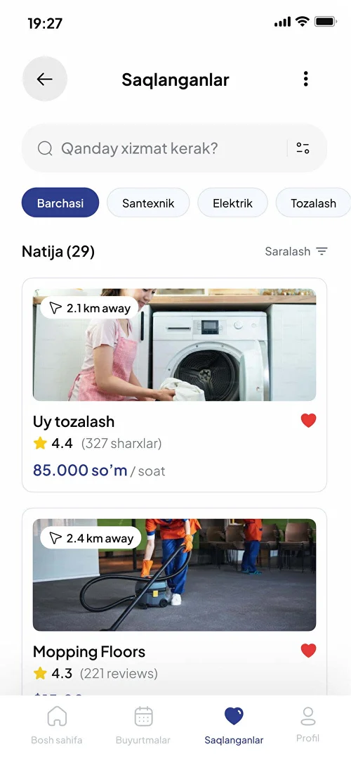 Sevimli xizmatlar ro'yxati