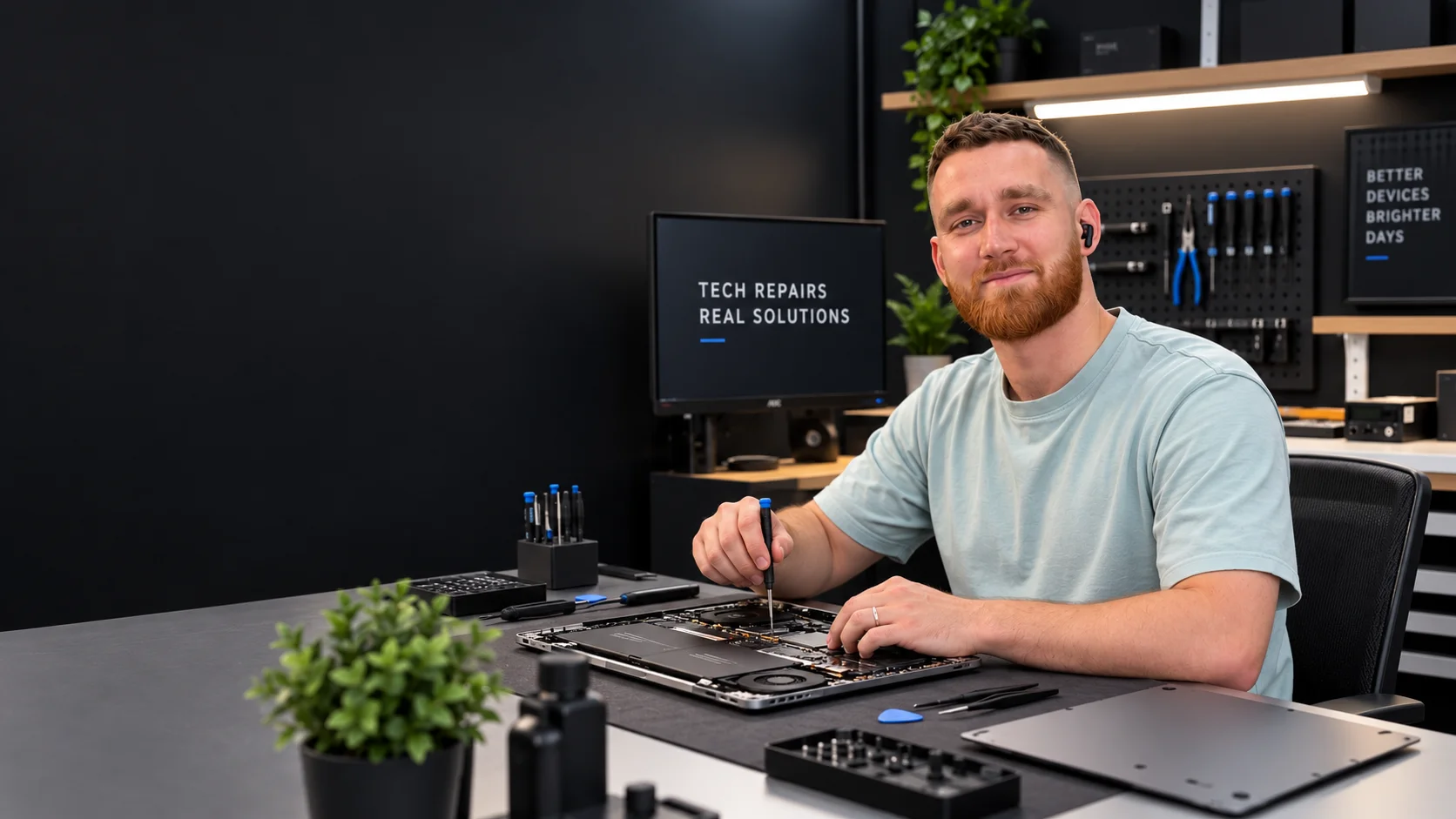 Technik PK.HELP podczas naprawy laptopa w serwisie w Warszawie