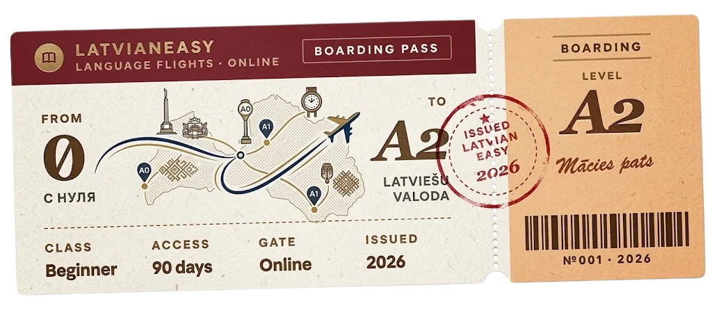 Boarding pass: с нуля → A2 латышский
