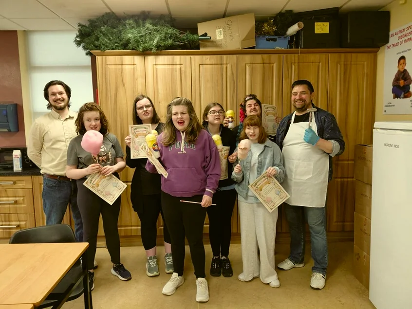Irish Clouds candy floss workshop at a school