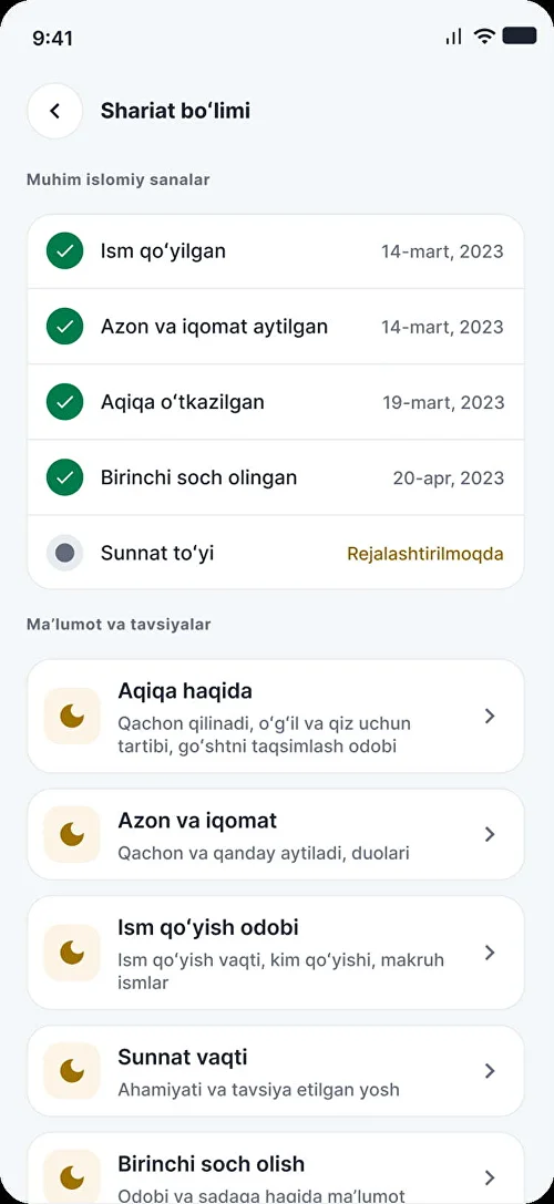 Bolaning asosiy ma’lumotlari