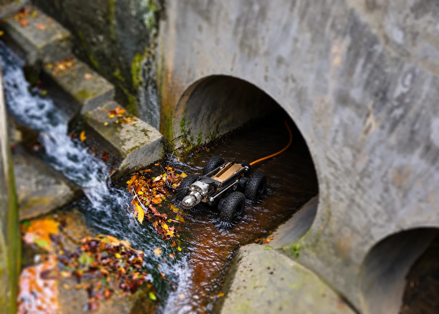 Technician reviewing a culvert inspection
