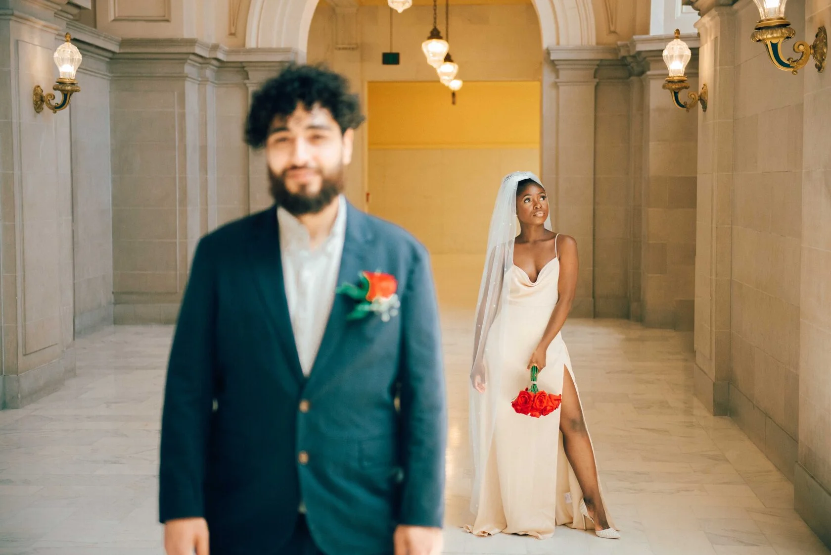 Wedding flower detail at San Francisco City Hall