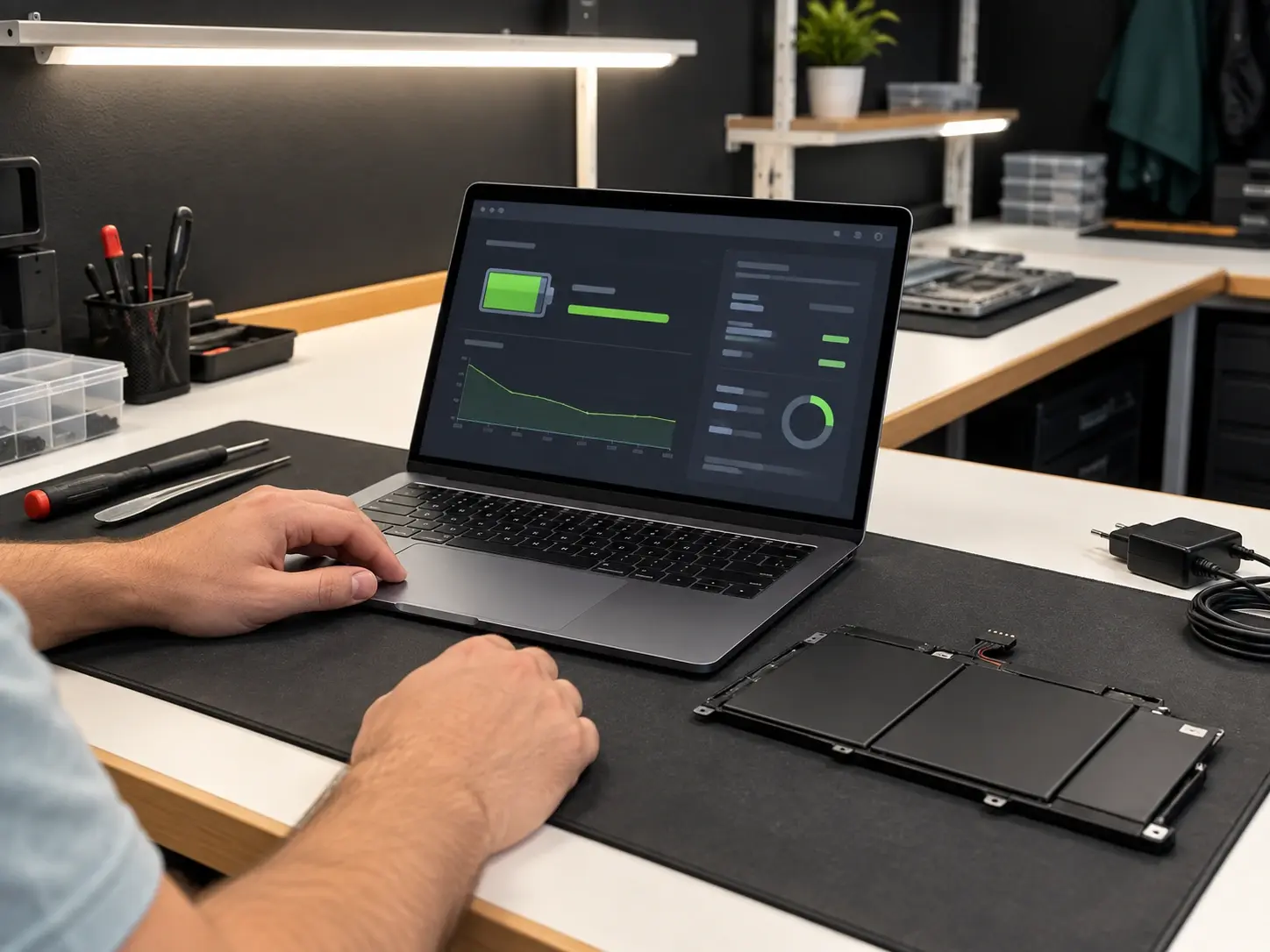 Ilustracja sprawdzania stanu baterii laptopa
