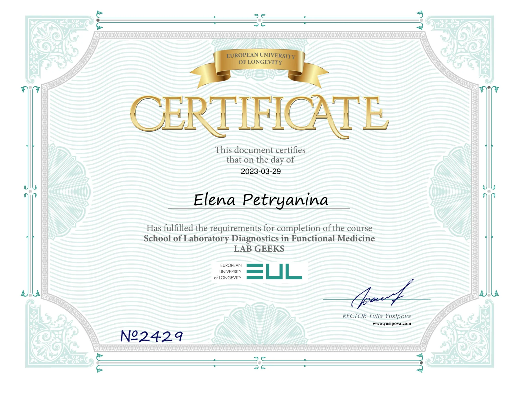 Certificate in laboratory diagnostics in functional medicine