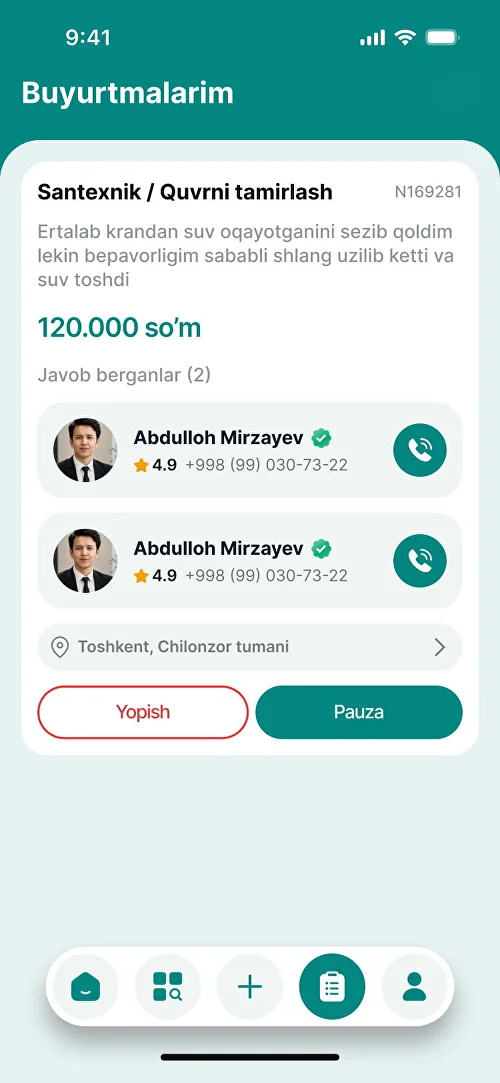 Buyurtmalarim