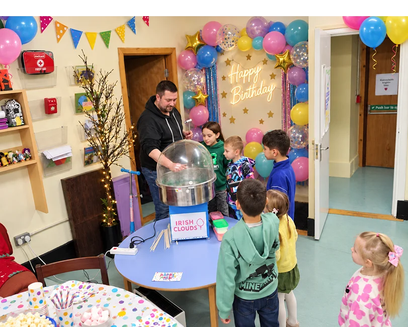 Irish Clouds candy floss workshop at a birthday party
