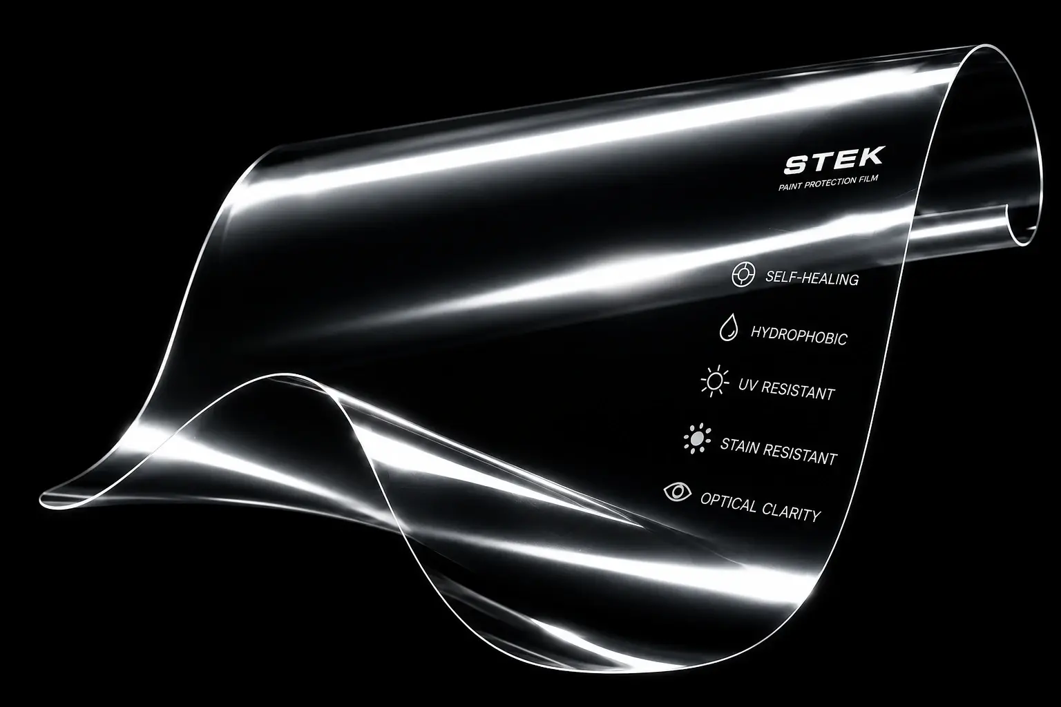 Glossy transparent STEK paint protection film