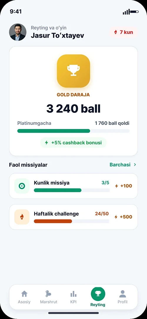 Gamifikatsiya bosh sahifasi