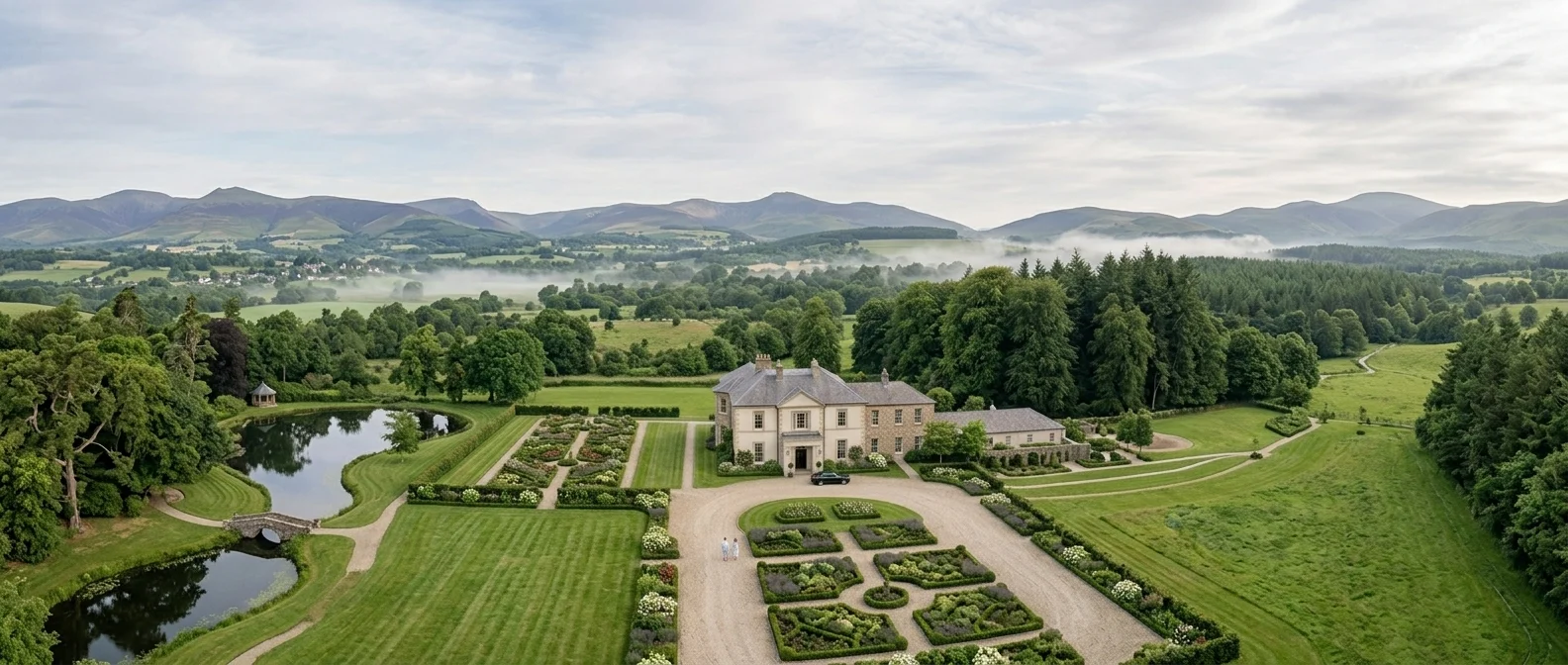Kilnora House and surrounding countryside