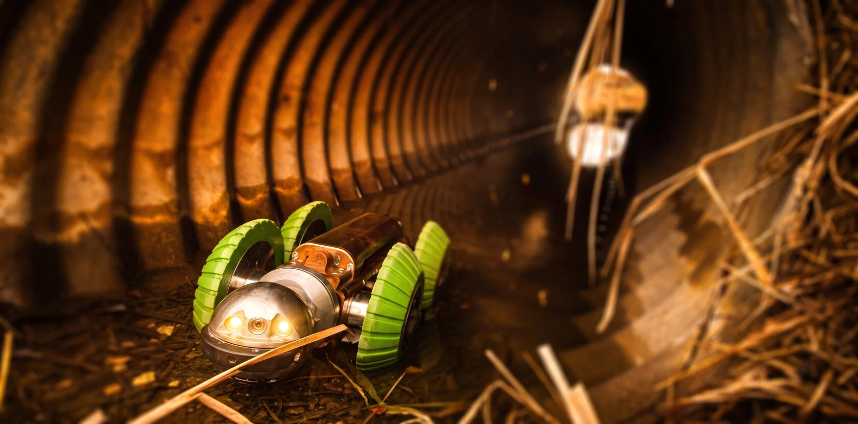 Crawler camera inspecting a culvert