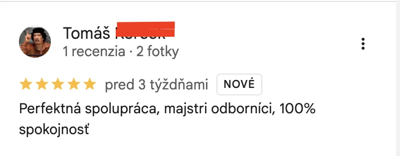 Google recenzia zákazníka Volita