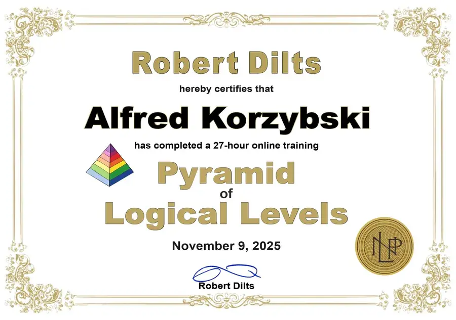 Example of Pyramid 1 certificate from Robert Dilts