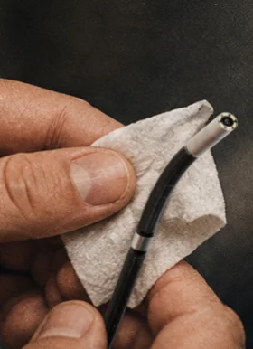 Clean lens before an engine borescope inspection
