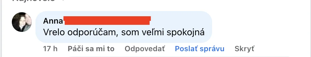 FB recenzia zákazníka Volita