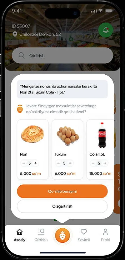 Ovozli qidiruv ekrani