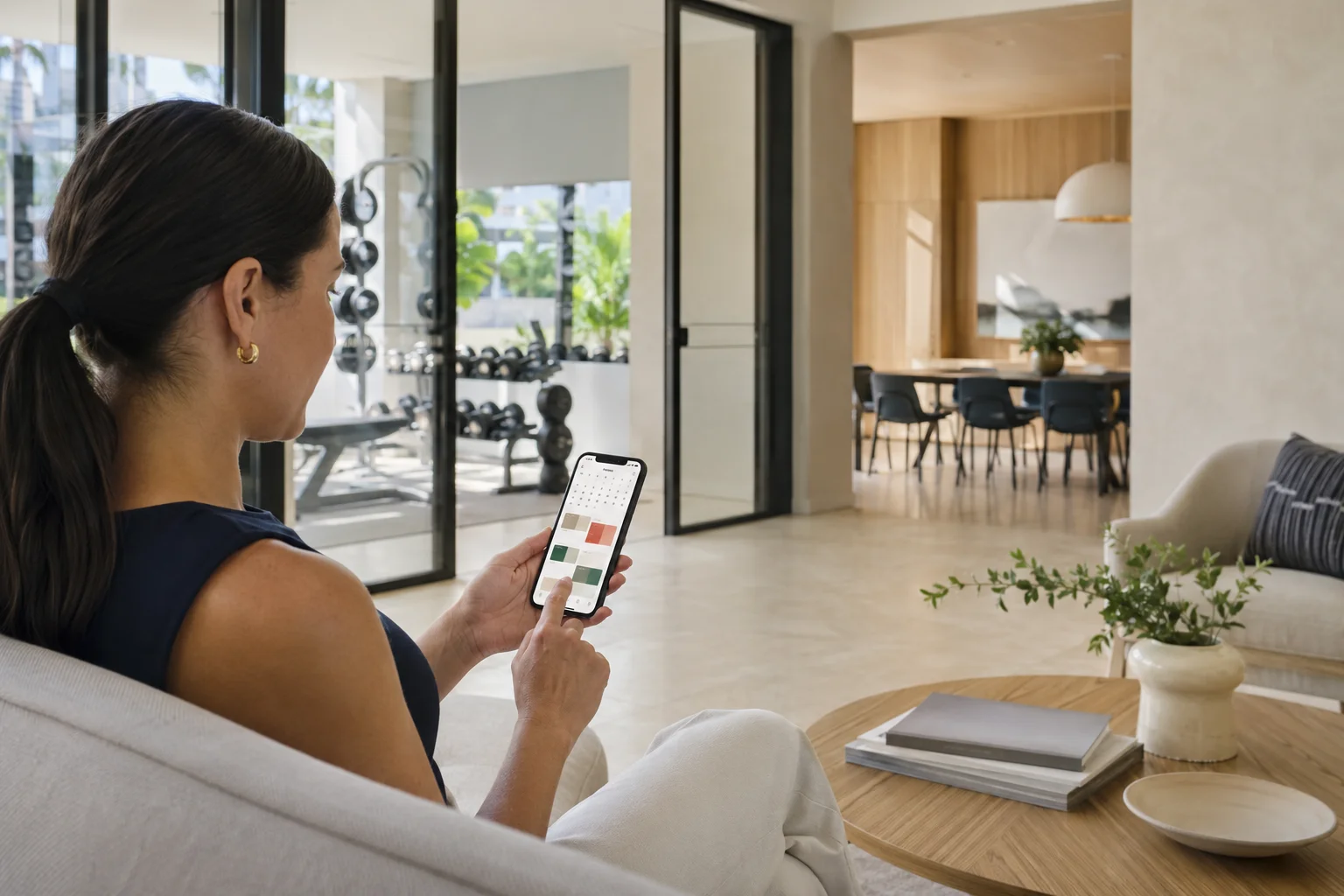 Resident booking a shared amenity through a mobile app