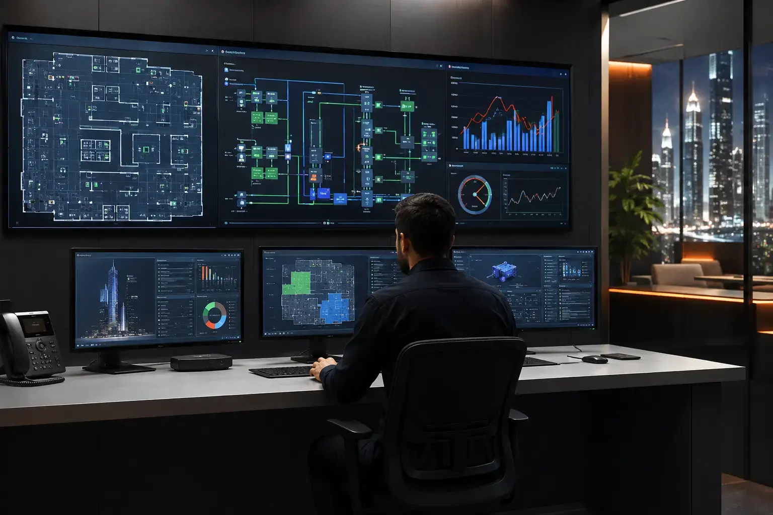 Building management system facility control room