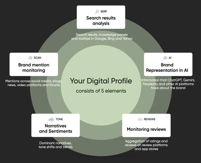 Digital profile — five elements Reputation House monitors