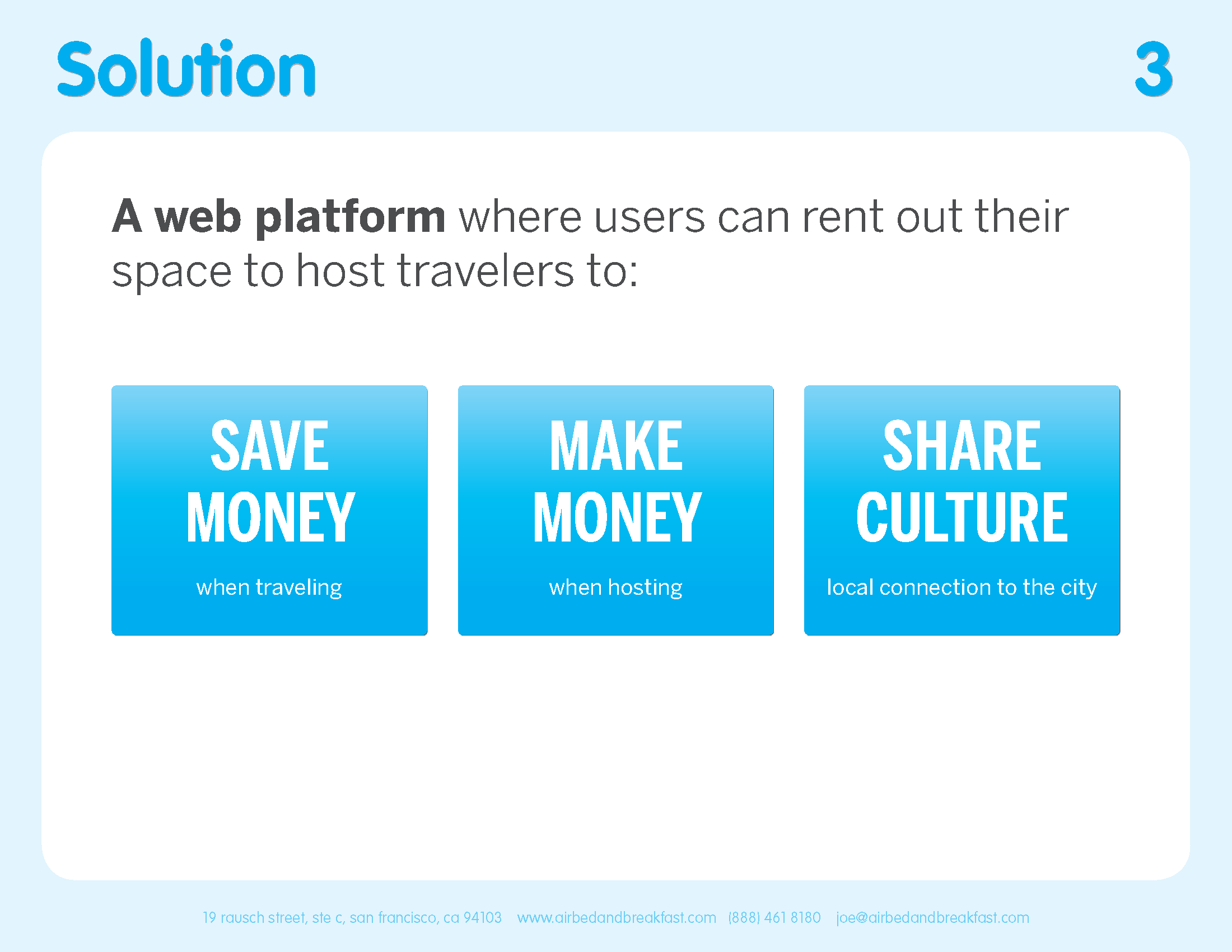 Third slide from Airbnb pitch deck