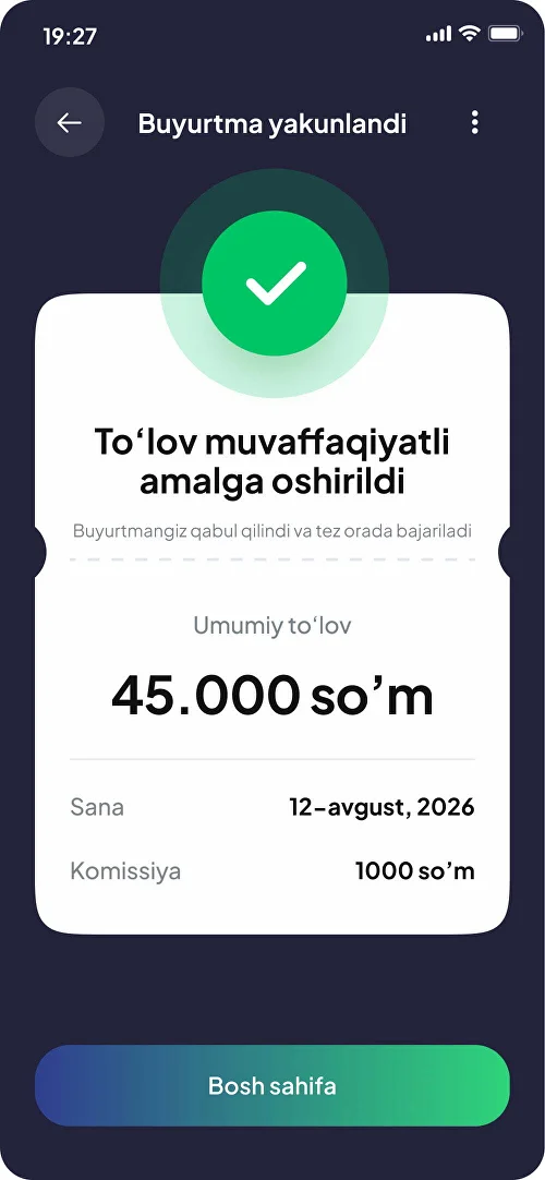 Buyurtma yakunlandi