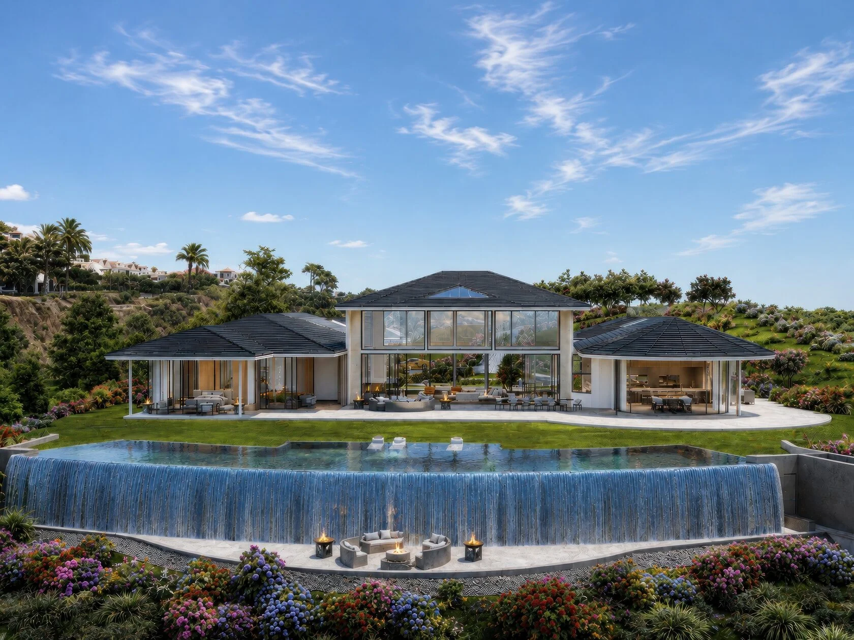 Maui estate — pool and waterfall