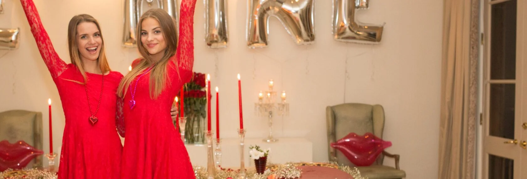 Models in red dress
