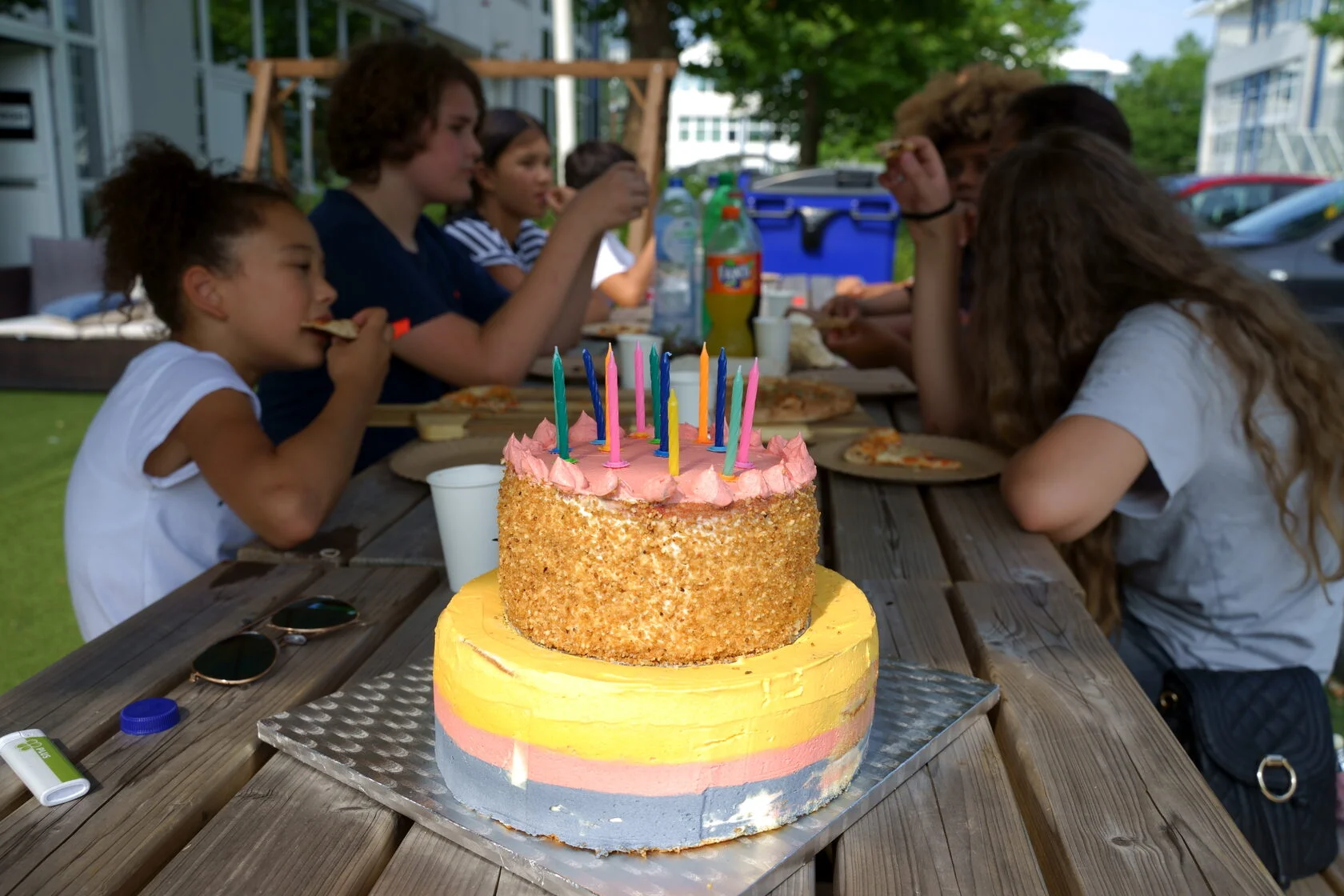 Kids birthday party food and cake celebration