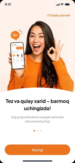 Onboarding: ilova orqali tez va qulay xarid