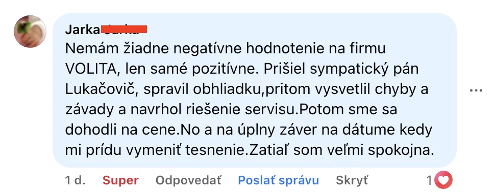 Facebook recenzia Volita 2