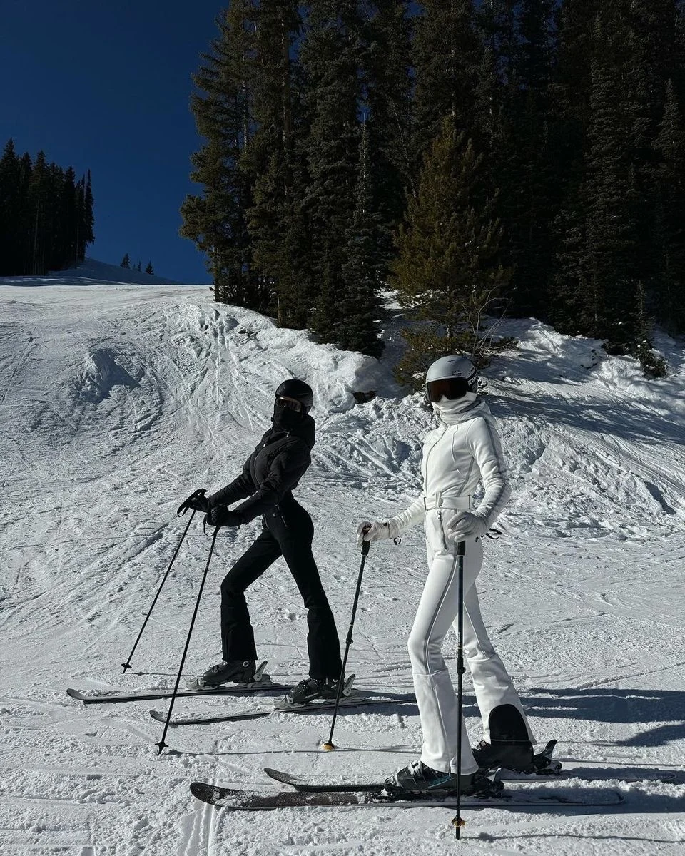 Two women skiing