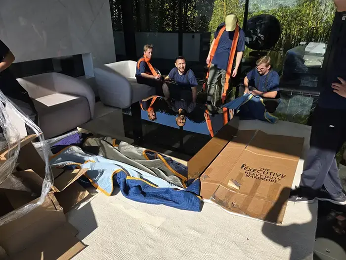 Moving crew working