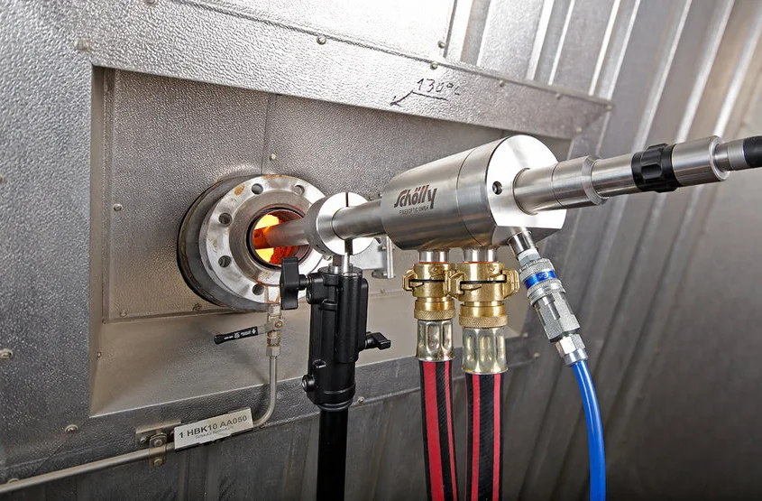 High-temperature borescope inspecting hot industrial equipment