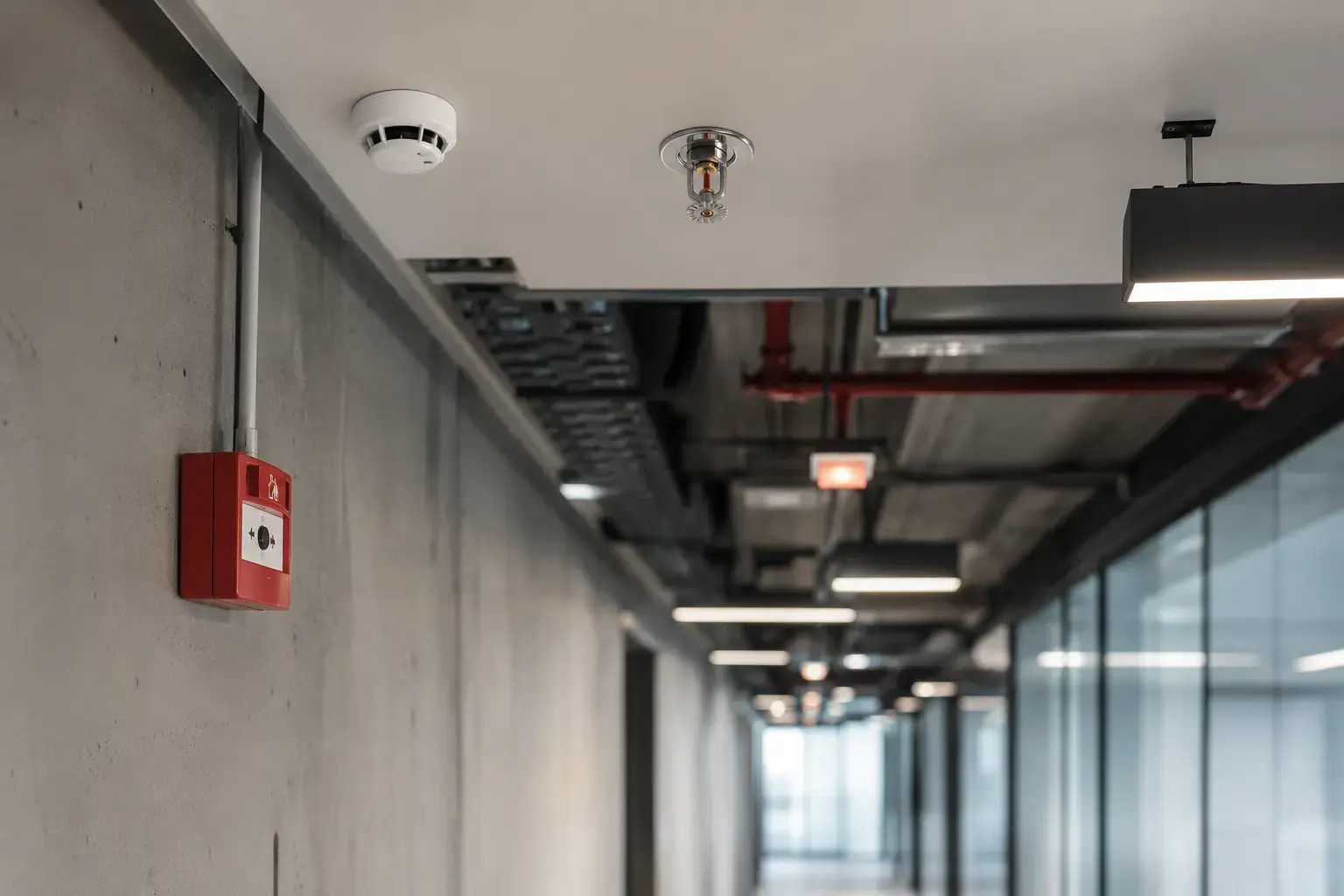Fire alarm, smoke detection and sprinkler systems