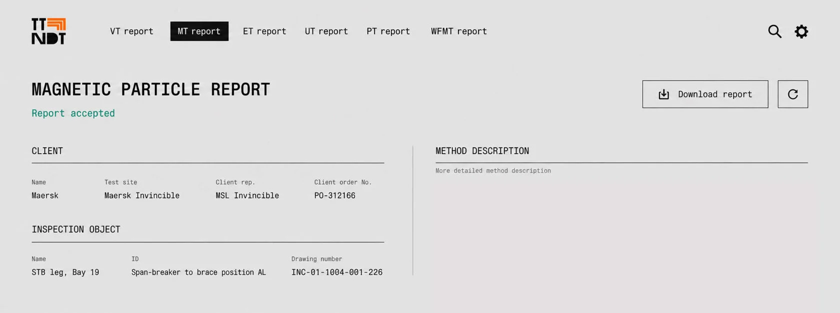 Magnetic particle report