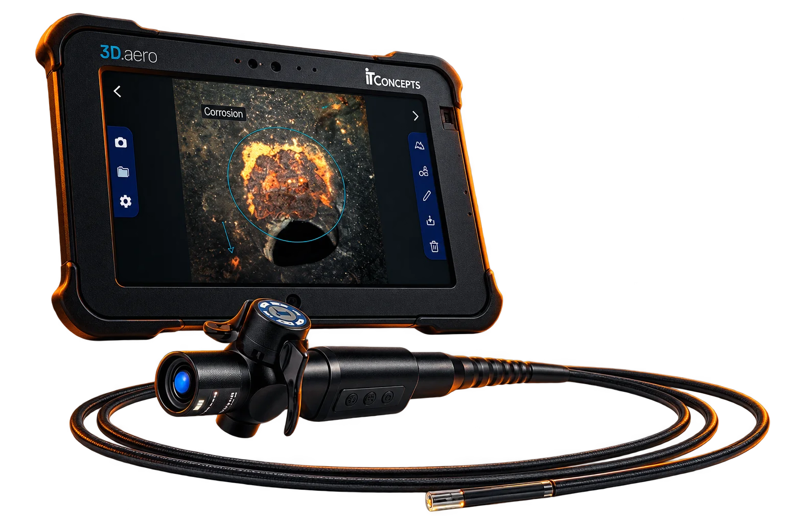 Video borescope with digital monitor