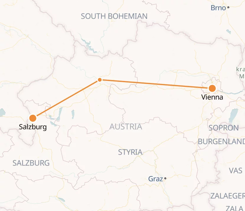 Vienna to Salzburg Express Railjet Train Timetable Tickets