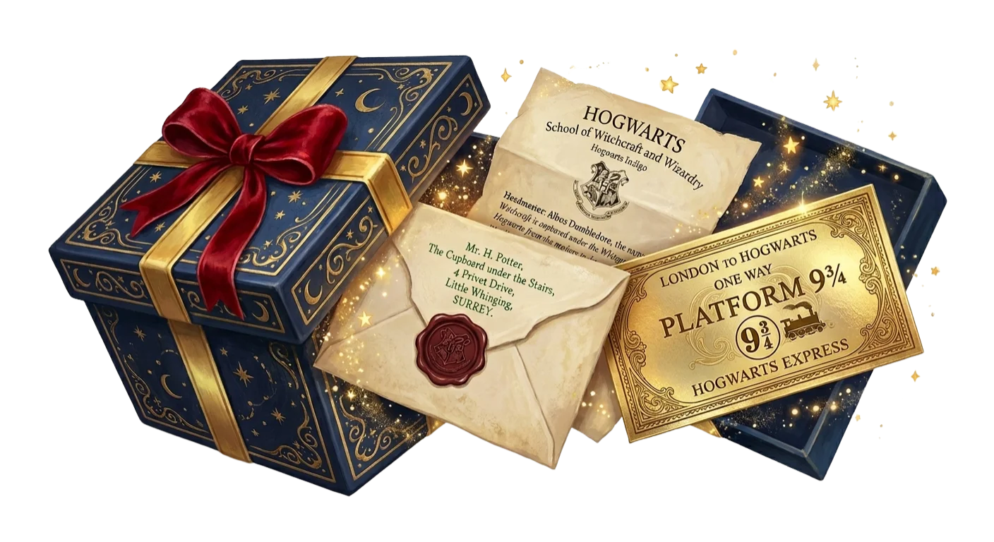 Indigo Magic Box — Złoty Bilet i list z Hogwartu Indigo
