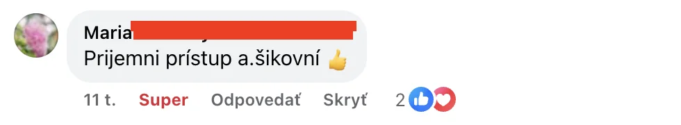 FB recenzia zákazníka Volita