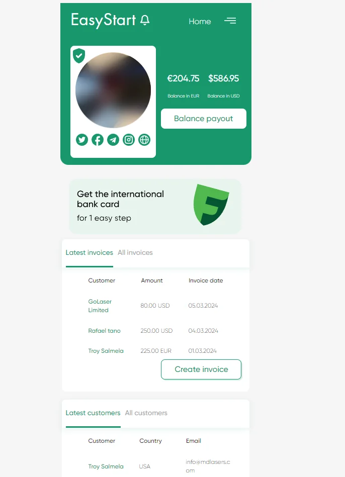 Инвойс иностранным заказчикам в системе EasyStaff