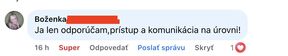 FB recenzia zákazníka Volita