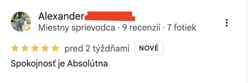 Google recenze zákazníka Volita