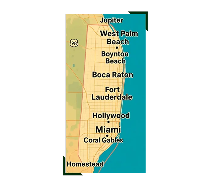 Map of our service area in South Florida