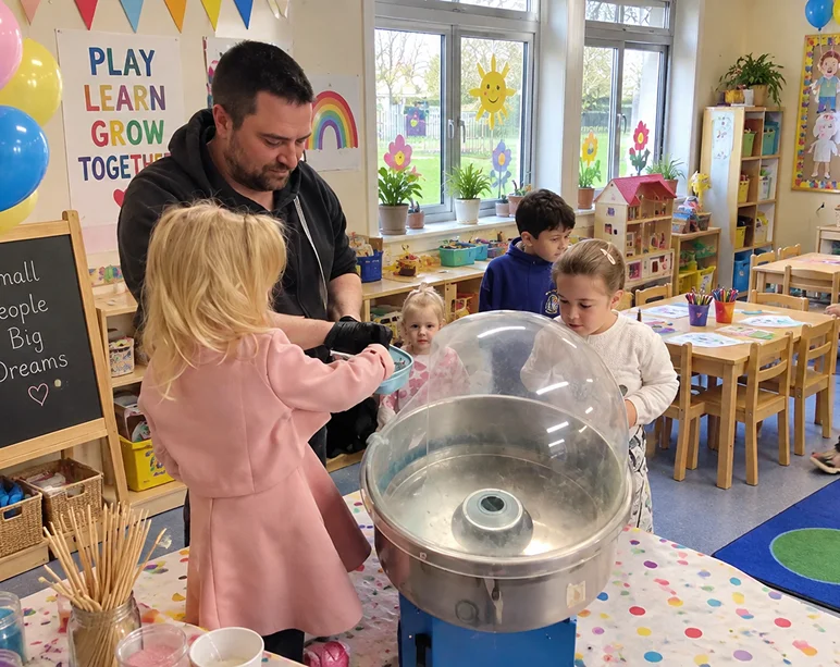 Irish Clouds candy floss activity at a creche